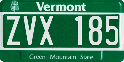 VT license plate ZVX185
