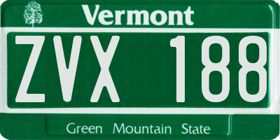 VT license plate ZVX188