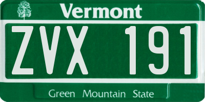 VT license plate ZVX191
