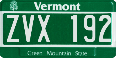 VT license plate ZVX192