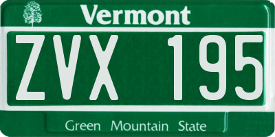 VT license plate ZVX195