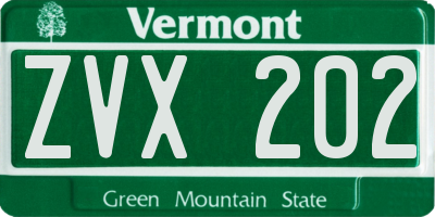 VT license plate ZVX202