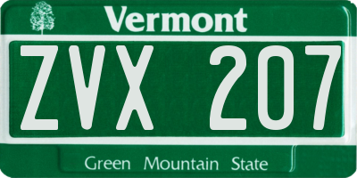 VT license plate ZVX207
