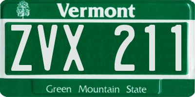 VT license plate ZVX211
