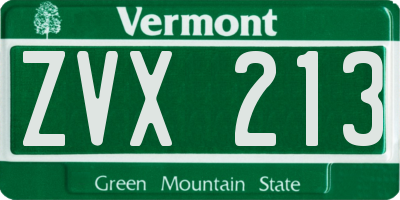 VT license plate ZVX213