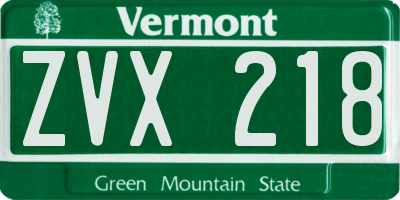 VT license plate ZVX218