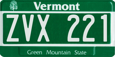 VT license plate ZVX221