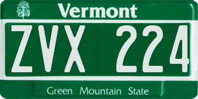 VT license plate ZVX224