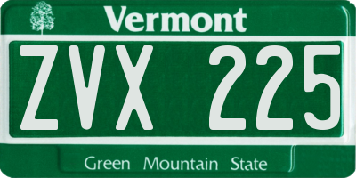 VT license plate ZVX225