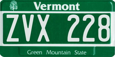 VT license plate ZVX228