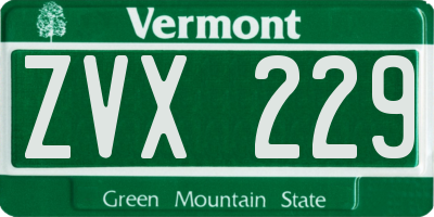 VT license plate ZVX229