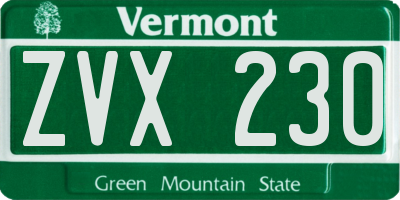 VT license plate ZVX230