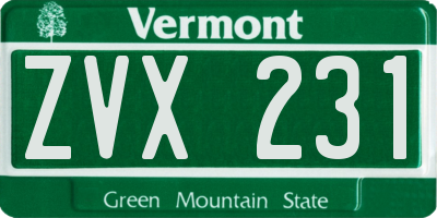 VT license plate ZVX231