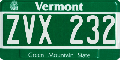 VT license plate ZVX232