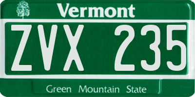 VT license plate ZVX235