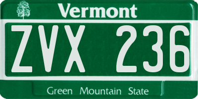 VT license plate ZVX236