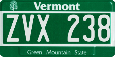 VT license plate ZVX238