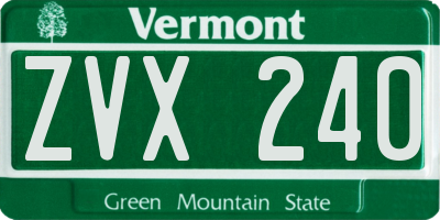 VT license plate ZVX240