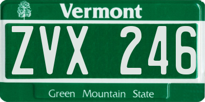 VT license plate ZVX246