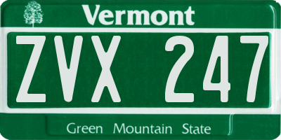 VT license plate ZVX247