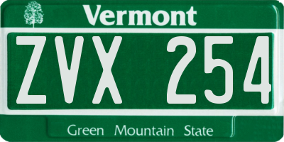 VT license plate ZVX254