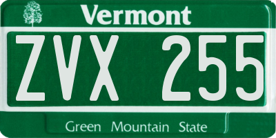 VT license plate ZVX255