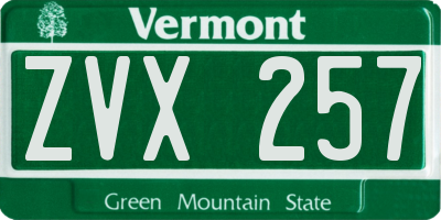 VT license plate ZVX257