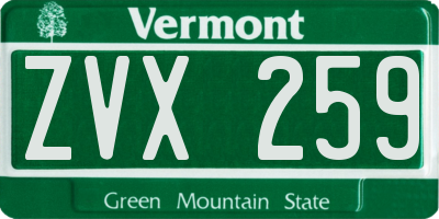 VT license plate ZVX259