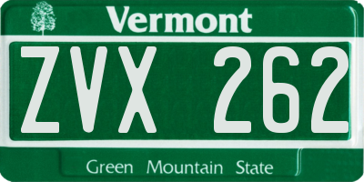 VT license plate ZVX262
