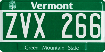 VT license plate ZVX266