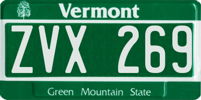 VT license plate ZVX269