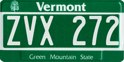 VT license plate ZVX272