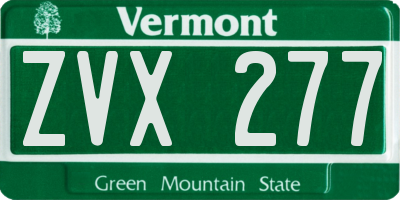 VT license plate ZVX277