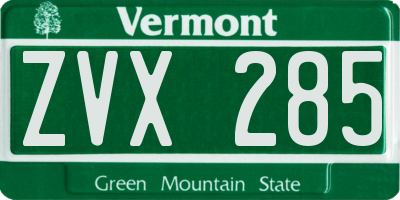 VT license plate ZVX285