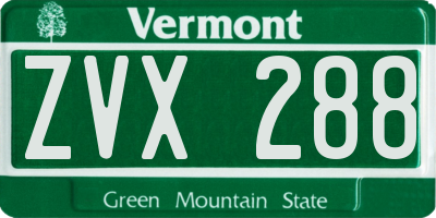 VT license plate ZVX288