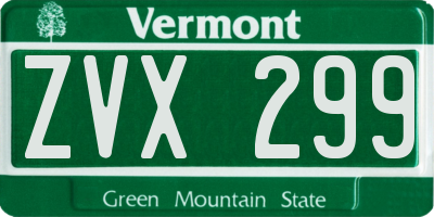 VT license plate ZVX299