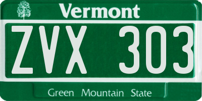 VT license plate ZVX303