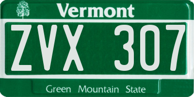VT license plate ZVX307