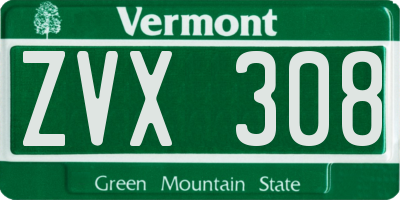 VT license plate ZVX308