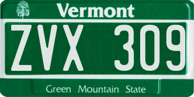VT license plate ZVX309