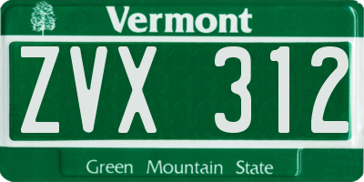 VT license plate ZVX312