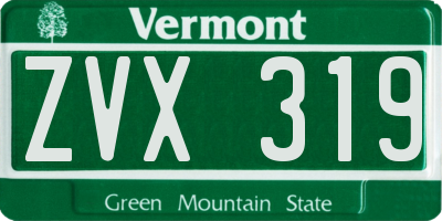 VT license plate ZVX319
