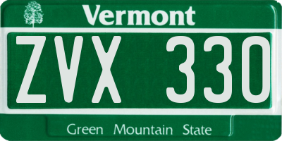 VT license plate ZVX330