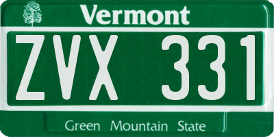 VT license plate ZVX331