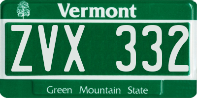 VT license plate ZVX332