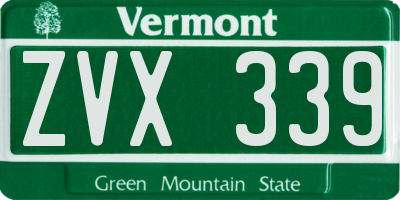 VT license plate ZVX339