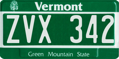 VT license plate ZVX342