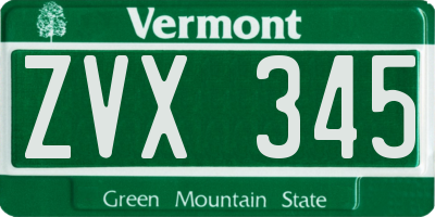 VT license plate ZVX345