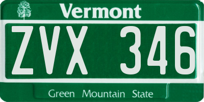 VT license plate ZVX346