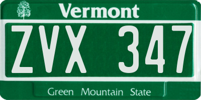 VT license plate ZVX347
